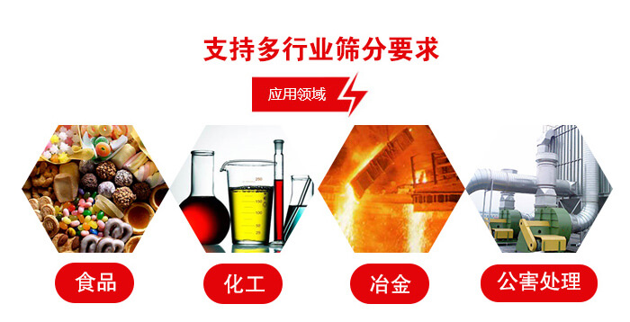 旋振篩適用的行業：食品行業，化工行業，冶金行業，公害處理等。